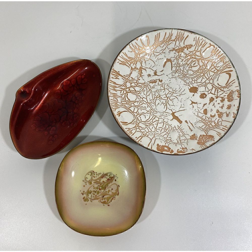 Lot (3) MCM Midcentury Modern Trinket Dish Trays Kareka Statham